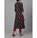 Black 60's cotton printed kurti with embroidery