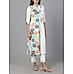 Multi color cotton flax printed kurti with embroidery