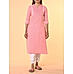 Pink cotton flax kurti with embroidery