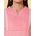 Pink cotton flax kurti with embroidery