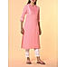 Pink cotton flax kurti with embroidery