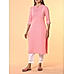 Pink cotton flax kurti with embroidery