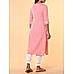 Pink cotton flax kurti with embroidery