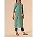 Mint green cotton dobby kurti with embroidery