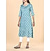 Light blue muslin printed kurti with embroidery and sequins work