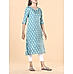 Light blue muslin printed kurti with embroidery and sequins work