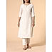 Ivory cotton jacquard kurti with center cut