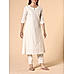 Ivory cotton jacquard kurti with center cut