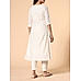 Ivory cotton jacquard kurti with center cut