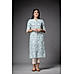 Off white linen printed kurti with lace detailing