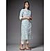 Off white linen printed kurti with lace detailing