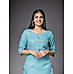 Downy blue- linen kurti with embroidery