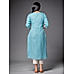 Downy blue- linen kurti with embroidery