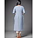 Polo blue linen kurti with embroidery
