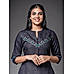 Black linen kurti with embroidery