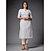 White linen self printed kurti with embroidery