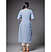 Polo blue linen kurti with embroidery