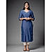 Blue linen kurti with embroidery