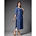 Blue linen kurti with embroidery