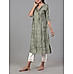 Olive green modal chanderi printed kurti with embroidery