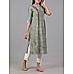 Olive green modal chanderi printed kurti with embroidery