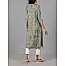 Olive green modal chanderi printed kurti with embroidery