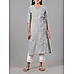 Light grey modal chanderi printed kurti with lace detailing