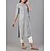 Light grey modal chanderi printed kurti with lace detailing