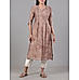 Peach modal chanderi printed kurti with embroidery