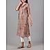 Peach modal chanderi printed kurti with embroidery