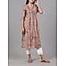 Peach modal chanderi printed kurti with embroidery