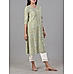 Light green modal chanderi printed kurti with lace detailing