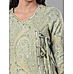 Light green modal chanderi printed kurti with lace detailing