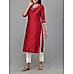 Maroon Denting viscose kurti with embroidery