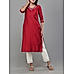 Maroon Denting viscose kurti with embroidery