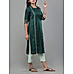 Bottle green satin kurti with matching bottom