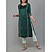 Bottle green satin kurti with matching bottom