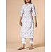 White poly cotton schiffli printed kurti with embroidery and matching bottom