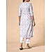 White poly cotton schiffli printed kurti with embroidery and matching bottom