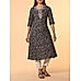 Navy blue 60's cotton printed kurti with embroidery