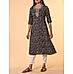 Navy blue 60's cotton printed kurti with embroidery