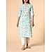 Aqua blue 60's cotton printed kurti with lace detailing