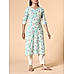 Aqua blue 60's cotton printed kurti with lace detailing