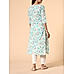 Aqua blue 60's cotton printed kurti with lace detailing