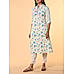 Multi colour cotton flax printed kurti with lace detailing