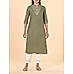 Olive green linen embroidered kurti with bottom