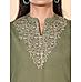 Olive green linen embroidered kurti with bottom