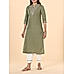 Olive green linen embroidered kurti with bottom