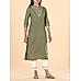 Olive green linen embroidered kurti with bottom