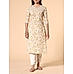 Yellow 60's cotton printed kurti with embroidery